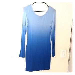 Blue stretch long sleeve mini dress
